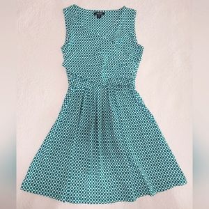 Lands End; S/P, Teal and White Pattern Dress